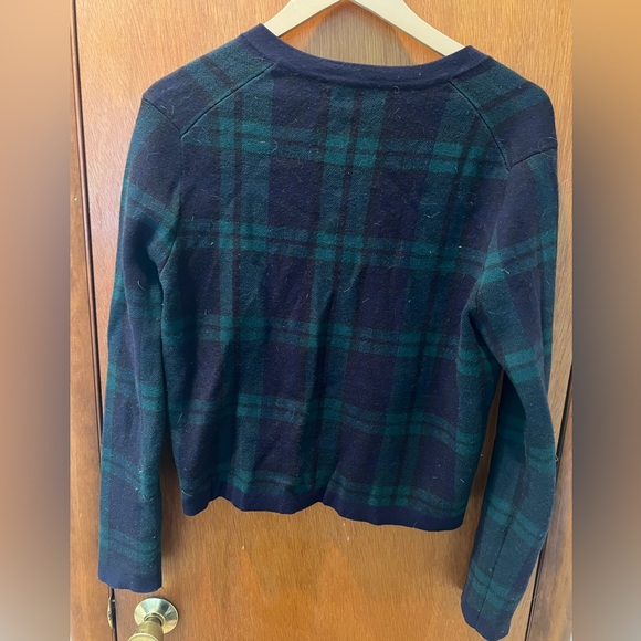 Brooks Brothers Plaid Wool Cardigan - Green and Navy - Picture 3 of 3